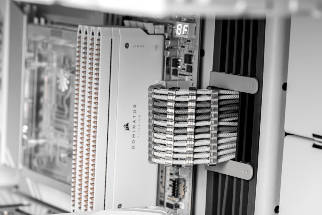 Close-up of computer server rack components